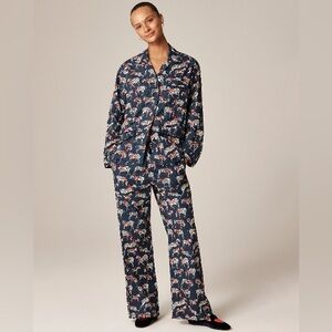 J.Crew Cotton poplin pajama pant set in party animal print CP598